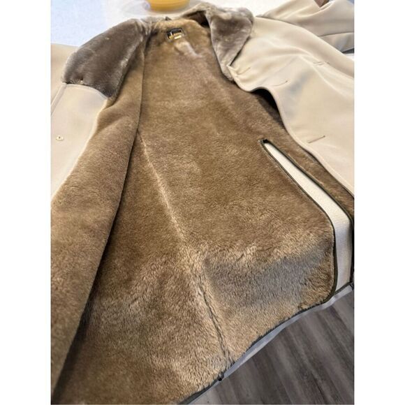 Vintage Richman Men's Button Front Faux Fur Lined Jacket Coat Tan Size 42 - Picture 8 of 15